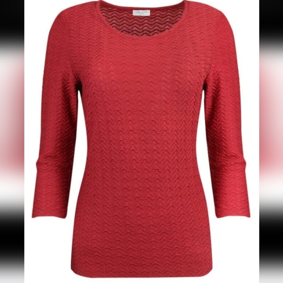 Gerry Weber Tops - Gerry Weber XL Wave 3/4 Sleeve Tee Shirt blouse‎ top red wavy texture Career EUC